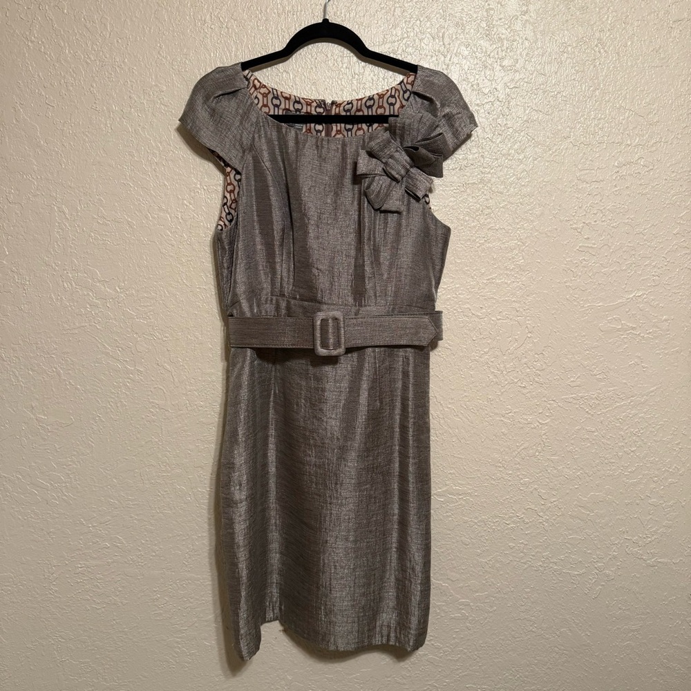 Elegant Gray Belted Dress